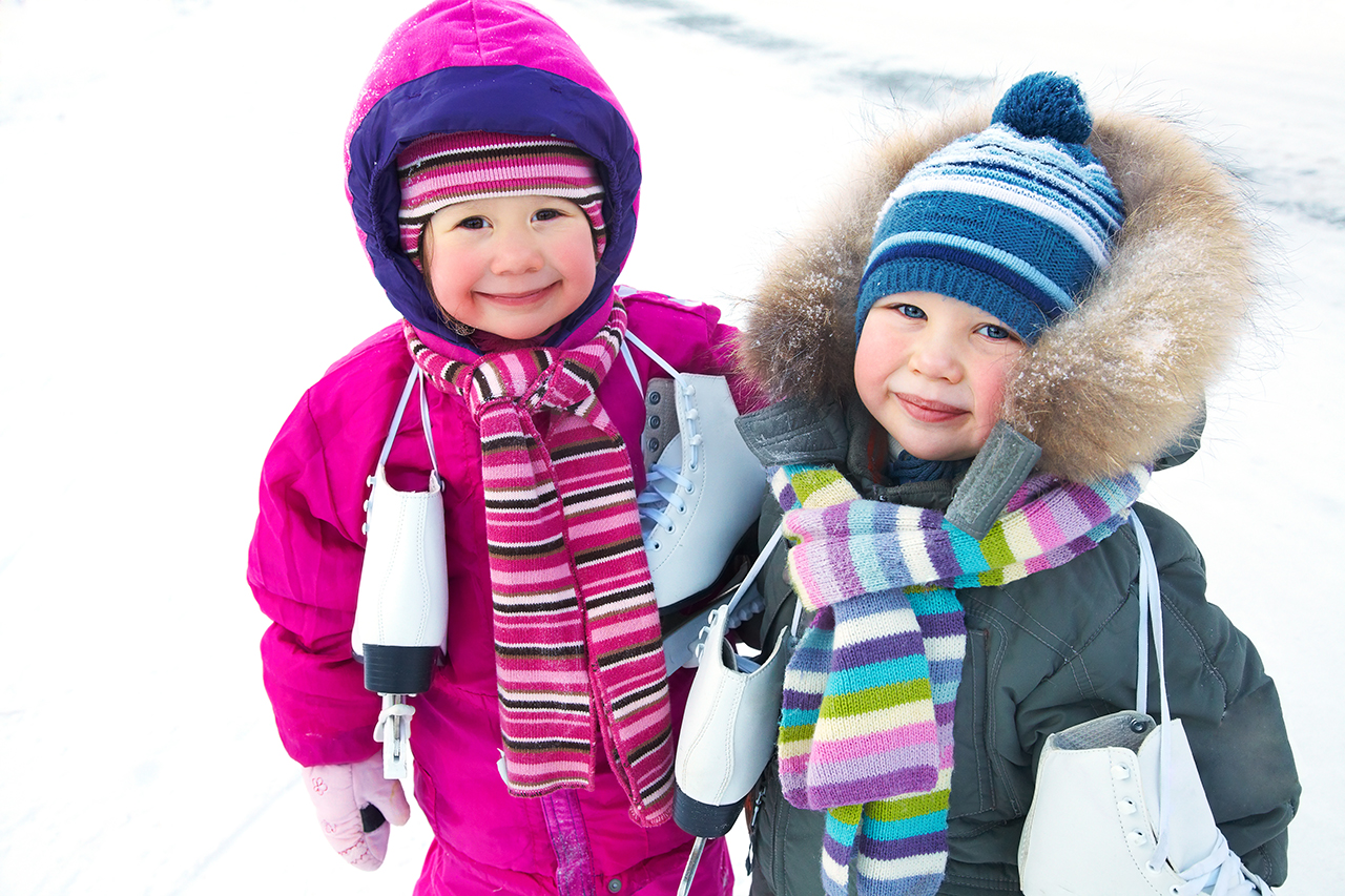 Little skaters in wintertime